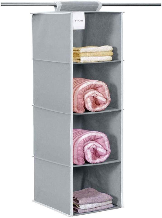 Cloth Organizer - Hanging 4 Shelves Wardrobe Organizer